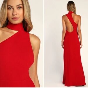 LULU's Sexy Prom Wedding Elegant Assymetrical One Shoulder Mermaid Trumpet Maxi